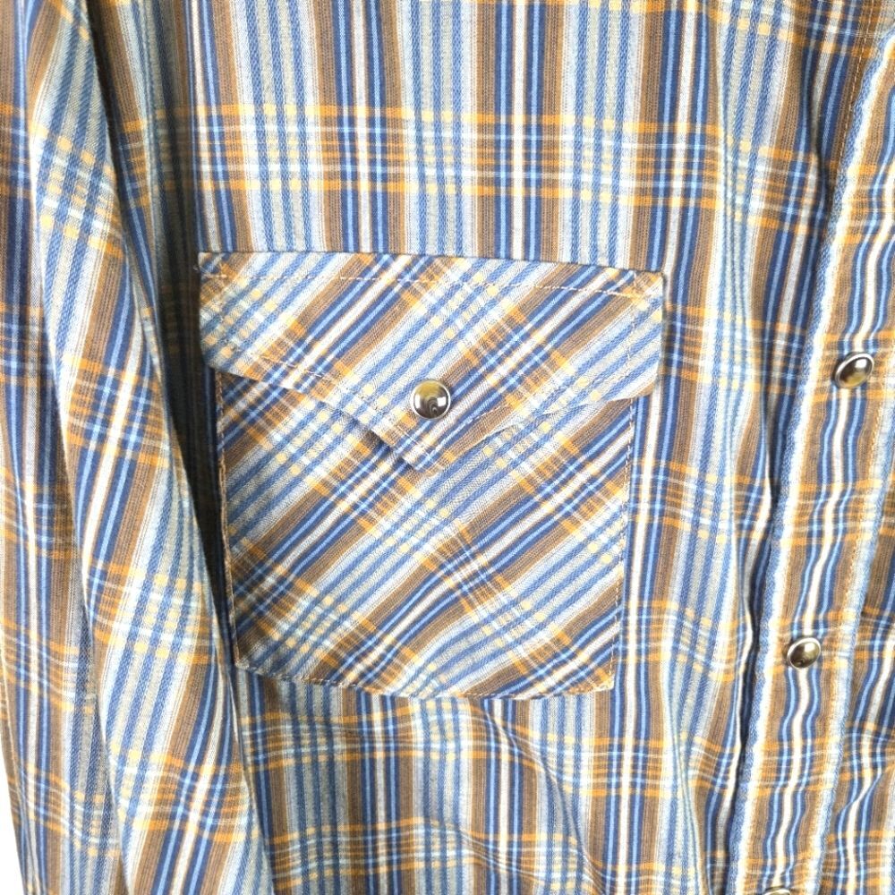 Men's Pendleton Brown Blue Snap Button Casual Plaid Frontier Shirt Size XXL - Picture 6 of 8